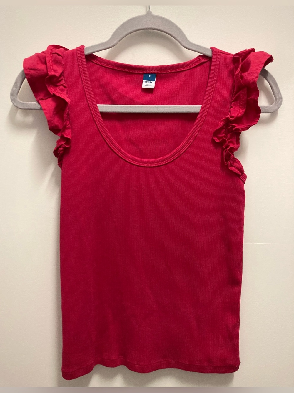Old Navy Hot Pink Ruffle-Sleeve Tank Top